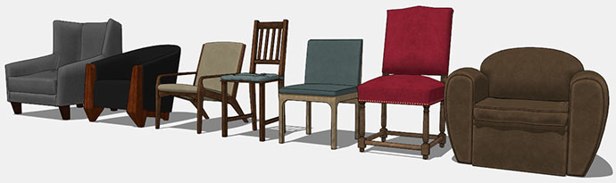 Mixed Chairs For SketchUp SketchUcation   Chairs Raw 690 